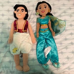 Disney Store Princess Jasmine and Aladdin Plush Toys
